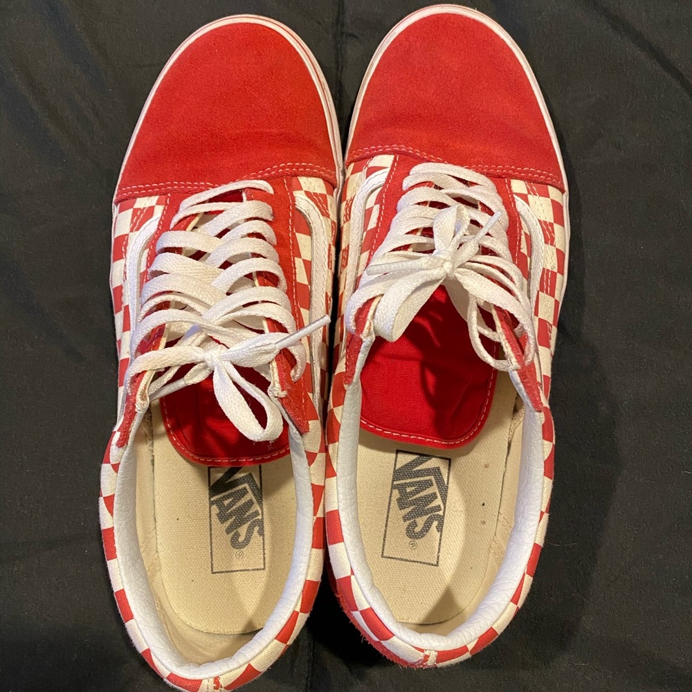 Red checkered Vans - Size 10.5